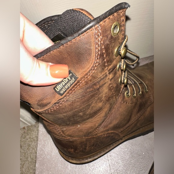 Red wing Irish Setter Brown Leather ultradry weatherproof safety toe Boots 8